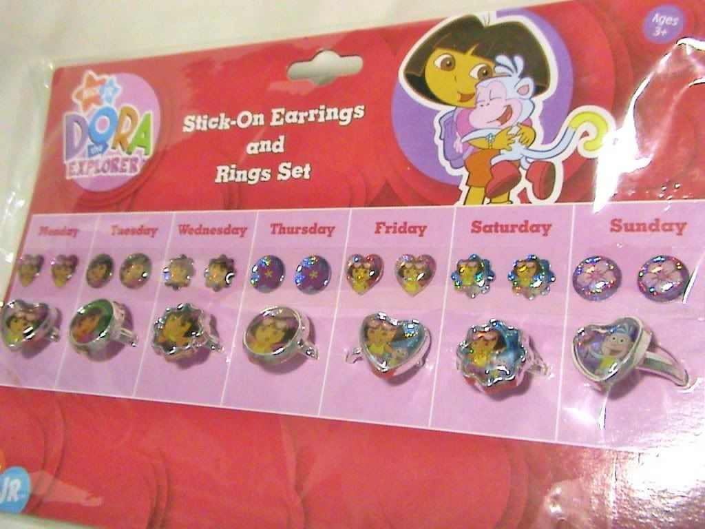 Dora Sticker Earrings and Ring Set