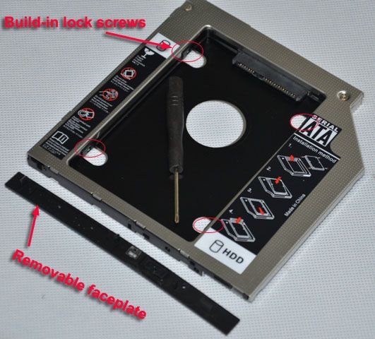 SATA 2nd HDD HD Hard Drive Caddy Case for 9.5mm Universal Laptop CD / DVD-ROM -1