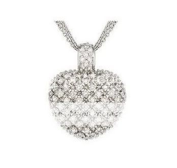 1 Carat Diamond Heart Sterling Silver Pendant