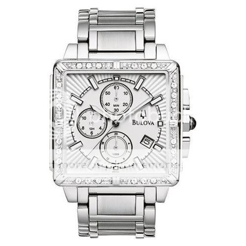 Bulova 96E104 Mens Diamond Silver White Dial Chronograph Watch