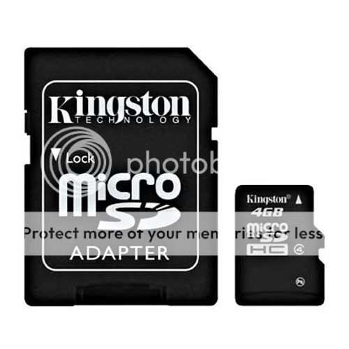 Kingston 4GB microSDHC Card w/ Full Size SD Adapter