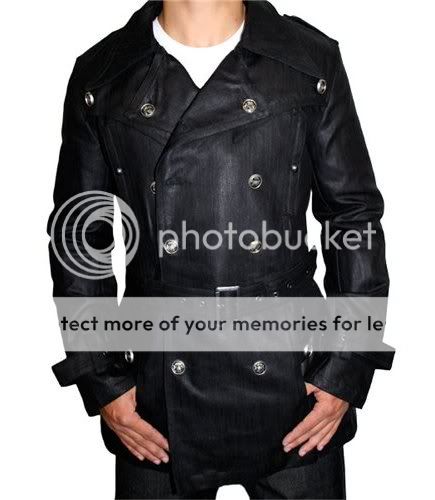 MONARCHY Mens Military Inspired Double Breasted Coated Cotton Belted Trench Coat