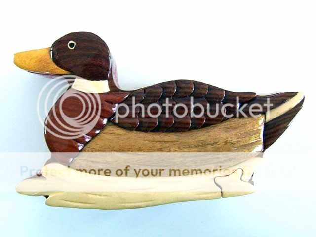 INTARSIA DUCK BIRD wood SECRET BOX suit KITCHEN GIFT  